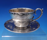 Meriden by Unknown Silverplate Cup and Saucer Set 2pc Bright-Cut (#7110)