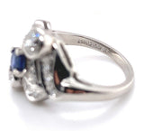 Platinum Blue Genuine Natural Sapphire and Diamond Ring Size 6.25 (#J6392)
