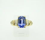 18k Yellow Gold 2.59ct Genuine Natural Tanzanite and Diamond Ring (#J1811)