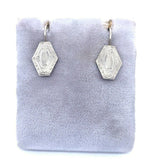 14k White Gold Top Cufflink Earrings with New Wires (#J5147)