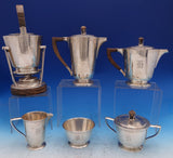 International Sterling Silver Tea Set 6pc with Teak Handles Modernism (#0482)