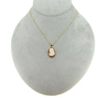 14k Yellow Gold Stone Genuine Natural Cameo Pendant with Chain (#J1093)