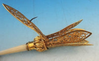 Gilt Bronze Tussie Mussie Posey Posy Holder with Six Petal Pierced Cup (#J1280)