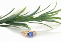 14k Yellow Gold 1.06 Carat Genuine Natural Ceylon Blue Sapphire Ring (#J7317)