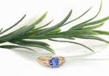 14k Yellow Gold 1.06 Carat Genuine Natural Ceylon Blue Sapphire Ring (#J7317)