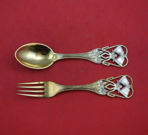 Christmas by A. Michelsen Sterling Silver Fork and Spoon Set 2pc 1912 Bells