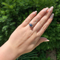 14k Art Deco Filigree .57ct Sapphire Ring w/Lab-Created Accent Stones (#J6806)