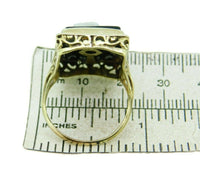 14k White Gold Filigree Genuine Natural Hard Stone Agate Cameo Ring (#J4694)