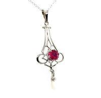 14k White Gold .43ct Ruby Lavaliere Pendant (#J5580)