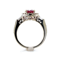 14k Gold Hot Pink Genuine Natural Tourmaline and Diamond Halo Ring (#J6364)