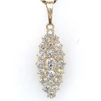 14k 1.85ct Total Weight Mine Cut Genuine Natural Diamond Pendant (#J5957)