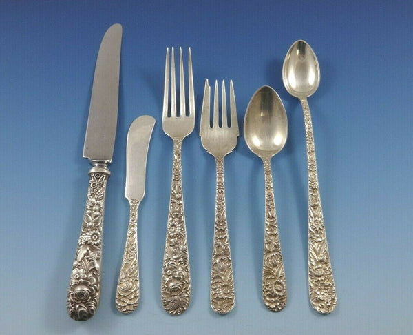Repousse by Kirk Sterling Silver Flatware Set for 8 Service 54 Pieces