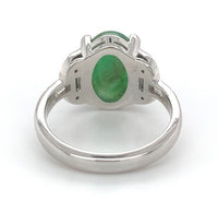 18k White Gold 4.17 Carat A Jadeite Jade and Diamond Ring w/ GIA Report (#J7014)