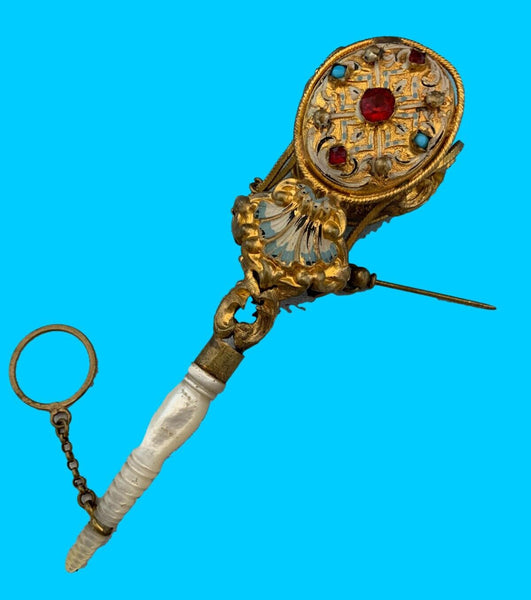 Large Tussie Mussie Posey Posy Holder with Enamel and Paste Stones (#J1304)