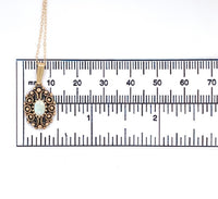 14k Gold Oval Genuine Natural Opal Pendant with Pierced Scrollwork (#J6226)