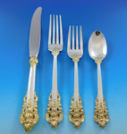 Grande Baroque Gold Accent by Wallace Sterling Silver Flatware for 12 Set 54 pcs