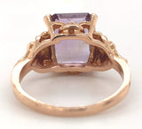 14k Rose Gold Ring with Genuine Natural Amethyst and Flowers Size 5 (#J6904)