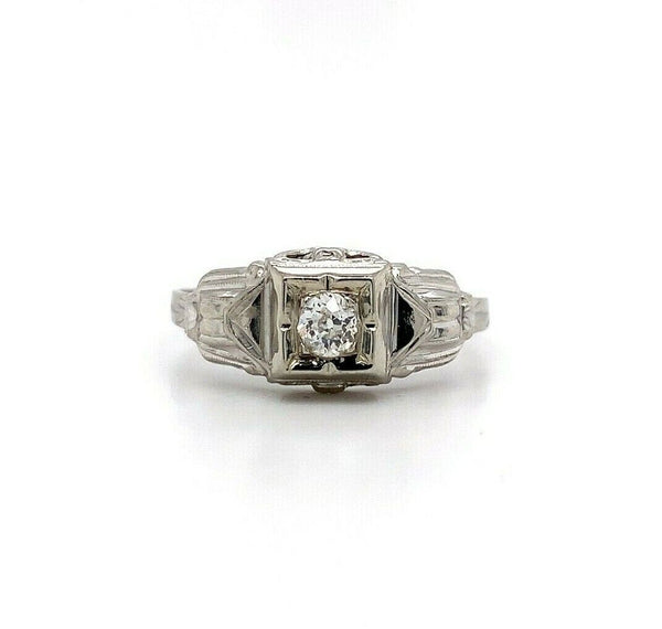 14k Vintage .12ct Genuine Natural Diamond Engagement Ring (#J5420)
