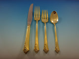 Damask Rose by Oneida Sterling Silver Flatware Service 12 Set Vermeil Gold