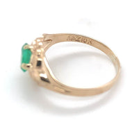 10k Yellow Gold Baby Child's .22ct Square Genuine Natural Emerald Ring (#J6381)