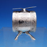 Koehler and Ritter CA Coin Silver Napkin Ring w/Twig Stand 3-D Moth Rare #7914