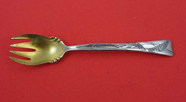 Lap Over Edge Acid Etched by Tiffany & Co Sterling Ice Cream Fork grass 5 3/4"