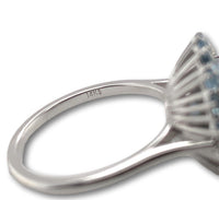 14k White Gold 9mm Blue Akoya Pearl and Aquamarine Ring Size 7 Jewelry (#J7067)