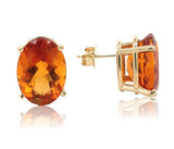 14k Yellow Gold 11.45cttw Vibrant Orange Genuine Natural Citrine Earrings #J6725