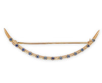 10k Crescent Brooch Pin w/ Light Blue Genuine Natural Montana Sapphires (#J6960)