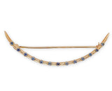 10k Crescent Brooch Pin w/ Light Blue Genuine Natural Montana Sapphires (#J6960)