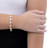 Anna Zuckerman Luxury Diamond-Coated CZ Link Tennis Bracelet 925 Silver New