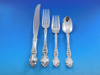 Violet by Wallace Sterling Silver Flatware Set For 6 Service 33 pieces