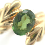 14k Yellow Gold Genuine Natural Peridot Leaf Bypass Ring Size 6.25 (#J6281)