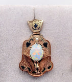 Victorian Opal Demi Parure 14k Rosey Yellow Gold Earrings and Pin (#J6885)