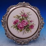 Grande Baroque by Wallace Silverplate Trivet with Pink Roses #245 8 1/2" (#8805)