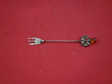 English Estate Sterling Silver Cocktail Fork Birmingham 1920 yellow glass 4 3/4"