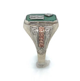 10k Gold Green Genuine Natural Onyx / Chrysoprase Men's Ring with Mono (#J6217)
