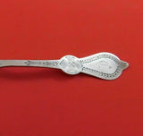Coin Silver Preserve Spoon with Bright-Cut Handle and Bowl Cross Design 6 5/8"