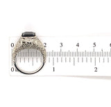 14k White Gold Art Deco 4.34ct Genuine Natural Tourmaline Filigree Ring (#J5762)