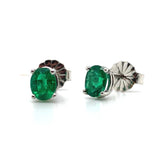 Platinum .63cttw Fine Genuine Natural Emerald Stud Earrings Jewelry (#J6316)