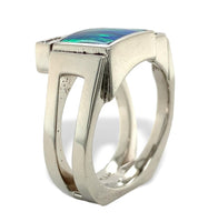 14k White Gold Custom Genuine Natural Opal Diamond Ring by Harry Roa (#J7309)