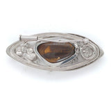 Platinum Australian Black Boulder Opal and Diamond Pin Pendant Flowers (#J6447)