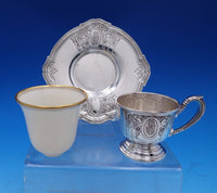Saint Dunstan Chased by Gorham Sterling Silver Demitasse Cup Saucer Liner #8099