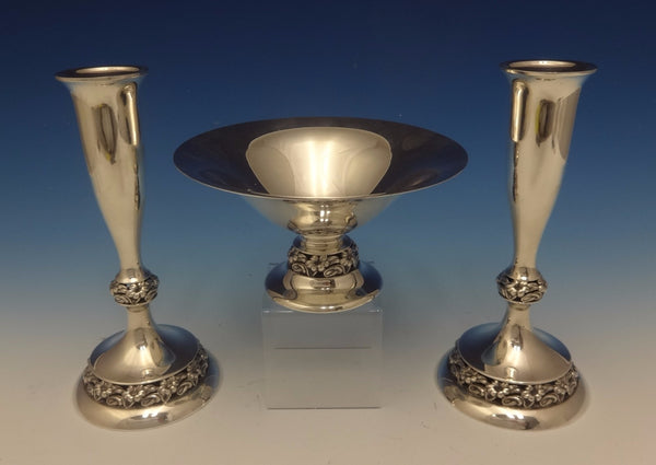 Mueck-Carey Co. Sterling Silver Console Set 3pc (Two Candlesticks & Bowl) #0484