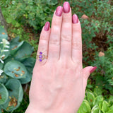 10k Rose Gold Victorian Genuine Natural Amethyst Three Stone Ring Size 5 #J7467