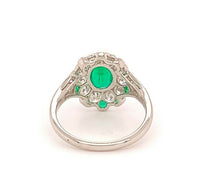 Fine Platinum Genuine Natural Emerald and Diamond Ring (#J4857)