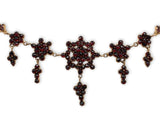 Genuine Natural Bohemian Garnet Necklace w/Five Rosettes w/Drops 16.75" (#J5434)