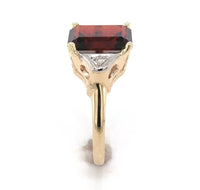 10k Yellow Gold 3.86 Carat Emerald Cut Genuine Natural Garnet Ring (#J6554)