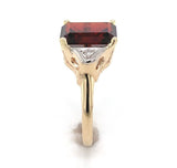 10k Yellow Gold 3.86 Carat Emerald Cut Genuine Natural Garnet Ring (#J6554)