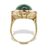 14k Gold Green Genuine Natural Onyx Ring with Applied Rose Gold Flowers (#J7239)